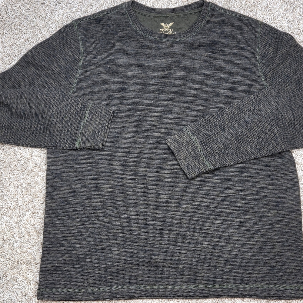 Faded Glory‎ Men XL Long Sleeve Thermal Waffle Knit Top Army Green Grunge Y2K XL